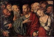 Lucas Cranach the Younger Christ and the Woman Taken in Adultery oil